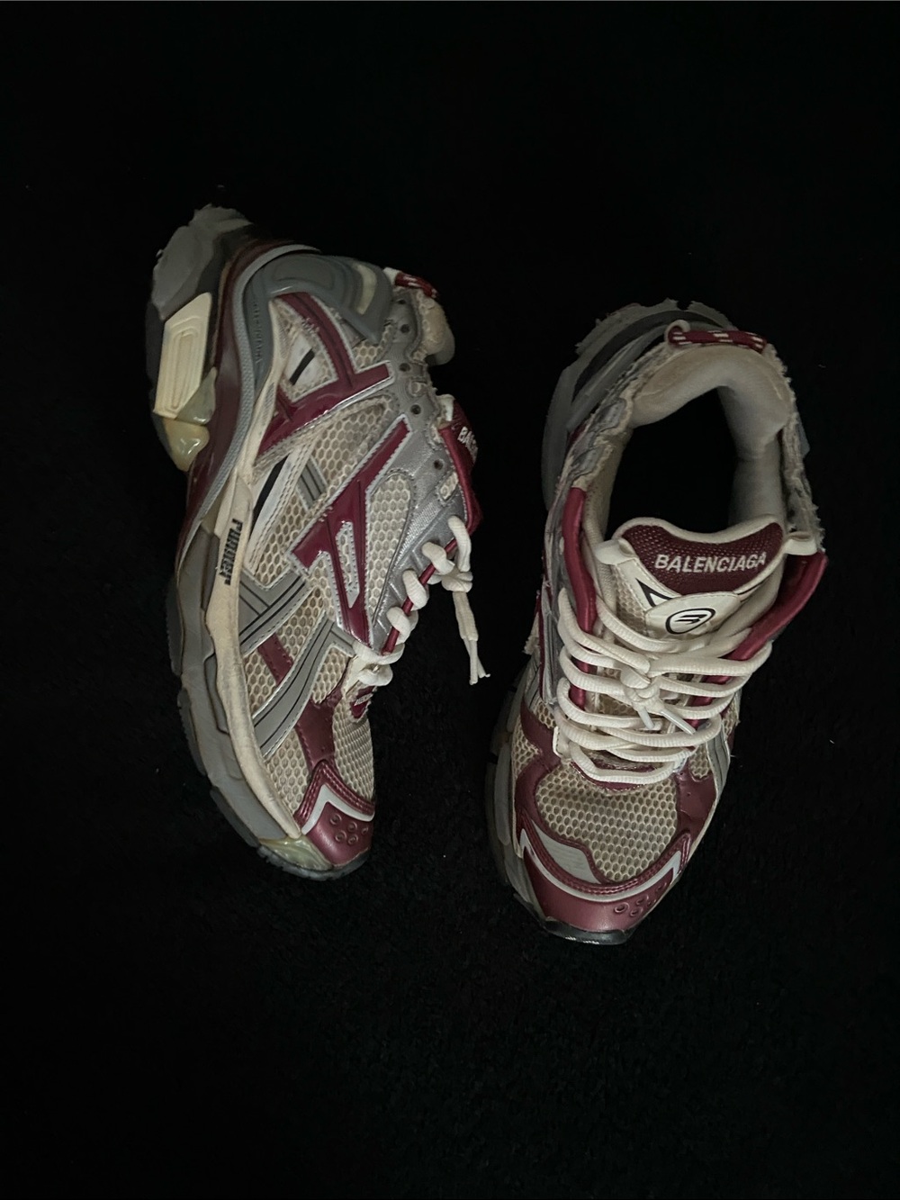 Balenciaga Chunky Sneakers in Burgundy and Cream